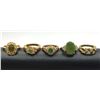 Image 1 : 5-GOLD TONED FASHION RINGS WITH GREEN STONE