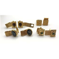 4-PAIRS OF VINTAGE GOLD TONED MENS CUFF LINKS