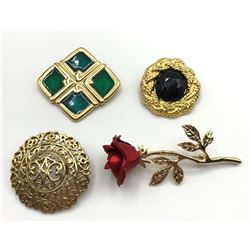 4-VINTAGE GOLD TONED BROOCHES: (1)MONET