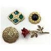 Image 1 : 4-VINTAGE GOLD TONED BROOCHES: (1)MONET