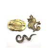 Image 2 : 3-VINTAGE LARGE GOLD TONED BROOCHES: (1)DRAGON