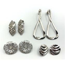 4-PAIRS OF VINTAGE SILVER TONED EARRINGS