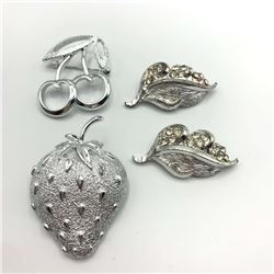 4-VINTAGE SILVER TONED BROOCHES: (2)SARAH