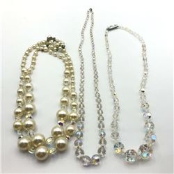 3-VINTAGE BEADED NECKLACES: (1)LAYERED