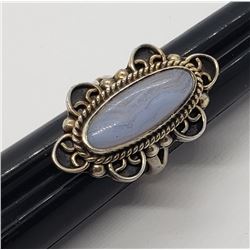 CII MEXICO STERLING OVAL BLUE LACE AGATE RING