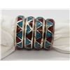 Image 2 : 4-STERLING MEXICO TURQUOISE AND CORAL INLAY