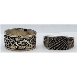 2-STERLING MEN'S RINGS WITH UNIQUE CUT-OUT