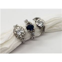 LOOK NEW! (3)STELRING BLING RINGS