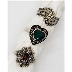 3-VITNAGE STERLING MARCASITE RINGS (1)W/