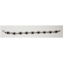 7 INCH STERLING PANEL BRACELET WITH SAPPHIRE
