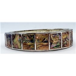 VINTAGE STERLING HIGNED BRACELET WITH ABILONE