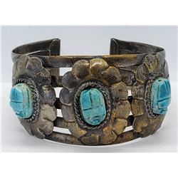 VINTAGE SPLIT SHANK CUFF BRACELET WITH JAPANESE