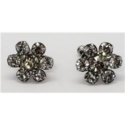 PAIR OF VINTAGE STERLING RHINESTONE TWIST