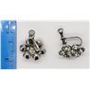 Image 2 : PAIR OF VINTAGE STERLING RHINESTONE TWIST