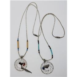 2-LIQUID STERLING DREAMCATCHER NECKLACES