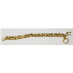 7 INCH GOLD TONED STERLING BRACELET WITH HEART