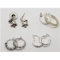 4-PAIRS OF STERLING PIERCED EARRINGS (2)W/CLEAR