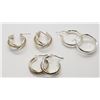 Image 1 : 3-PAIRS OF STERLING HOOP PIERCED EARRINGS