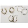 Image 2 : 3-PAIRS OF STERLING HOOP PIERCED EARRINGS