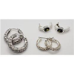 3-PAIRS OF STERLING PIERCED EARRINGS (2)HOOP