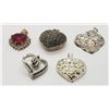 Image 2 : 5-STERLING HEART PENDANTS-(1)MARCASITE LOCKET