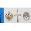 Image 3 : 3-STERLING PENDANTS: (1)CROSS (1)HEART WITH CZ &