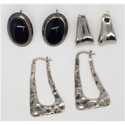 3-PAIRS OF STERLING PIERCED EARRINGS (1)WITH LARGE