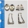 Image 2 : 3-PAIRS OF STERLING PIERCED EARRINGS (1)WITH LARGE