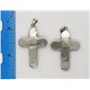 Image 3 : 2-STERLING CROSS PENDANTS WITH PINK-GREEN-