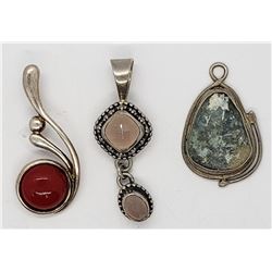 3-VITNAGE STERLING PENDANTS W/ STONE ACCENTS!