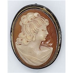 VINTAGE 900 STERLING CAMEO BROOCH/PENDANT