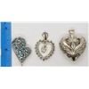 Image 3 : 3-STERLING HEART PENDANTS: (1)BLUE STONES (1)FILIG