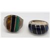 Image 1 : 2-MEXICO STERLING MEN'S RINGS W/ INLAY DESIGN