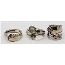 3-VINTAGE STERLING SPOON RINGS