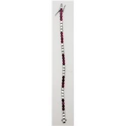 7 INCH STERLING TENNIS BRACELET WITH PINK AND CZ