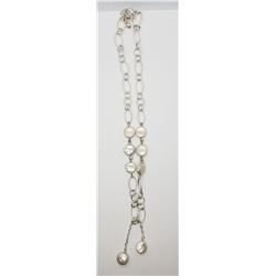 LOOKS NEW! 925 NECKLACE WITH MILKY WHITE LUCITE