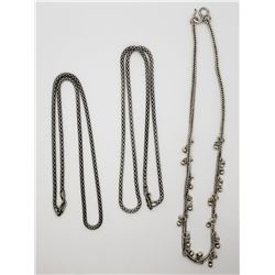 3-STERLING BOX CHAIN STYLE NECKLACES