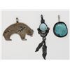 Image 1 : 3-NAVAJO STERLING PENDANTS: (1)ZUNI BEAR