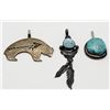 Image 2 : 3-NAVAJO STERLING PENDANTS: (1)ZUNI BEAR