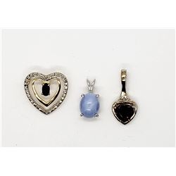 3-STERLILNG PENDANTS: (1)LINDSEY STAR (2)HEARTS