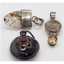 3-VITNAGE STERLING PENDANTS: (1)MARKED BRYAN