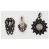 Image 1 : 3-STERLING PENDANTS: (1)STARBURST-AMETHEYST
