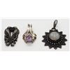 Image 2 : 3-STERLING PENDANTS: (1)STARBURST-AMETHEYST