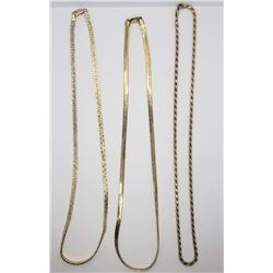 3-GOLD TONED STERLING NECKLACE/CHAINS