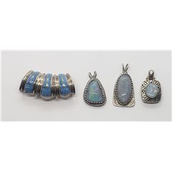4-STERLING PENDANTS WITH METALLIC/SPARKLY