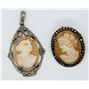 Image 1 : STERLING CAMEO LOT: (1)BROOCH (1)PENDANT