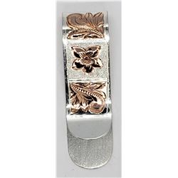 STERLING MONEY CLIP WITH ROSE GOLD TONED
