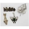 Image 1 : 4-STERLING PIN/BROOCHES: (1)LEAF (1)BUFFTERFLY