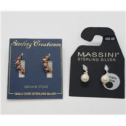 2-NEW! PAIRS OF PIERCED STERLING ERRINGS: