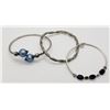 Image 1 : 3-STERLING BRACELETS: (1)TUBE BEADS (1)BLUE